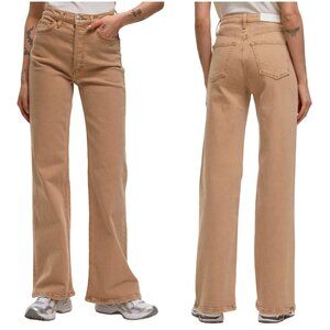 Re/Done Wide Leg Flare Jeans in Tan